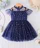 Mark & Mia Half Sleeves Party Dress With Star & Moon Embellishment - Navy Blue