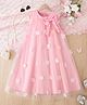 Mark & Mia Sleeveless Party Frock With Floral & Bow Applique - Pink