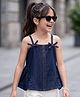 Arias Denim Woven Sleeveless Top With Bow Applique - Blue