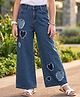Arias Cotton Washed Full Length Jeans With Distressed Heart Detailing - Blue