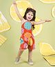 Titrit Cotton Woven Sleeveless Bandhani Printed Coordinating Halter Neck Top & Shorts Set - Orange