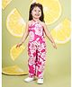 Titrit Cotton Woven Sleeveless Floral Printed Coordinating Halter Neck Top & Pant Set - Pink