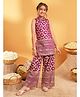 AJ Dezines Brocade Woven Sleeveless Floral Embroidered Kurti & Palazzo Set - Purple