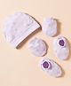 Simply Interlock Knit Cap Mitten & Booties With Star & Cloud Print Lilac - Diameter 11 cm