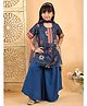 Kinder Kids Cotton Woven Half Sleeves Patola Printed Kurti & Palazzo With Dupatta Set - Blue