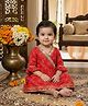 Kinder Kids Cotton Woven Three Fourth Sleeves Lace Embellished Bandhani Printed Dress - Red