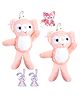 FunBlast Height 17 cm Hanging Plush Doll with Brooch Pin for Kids Pack of 2 Mini Doll and 3 Brooch Pin - Pink
