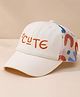 Ziory Cotton Woven Cute Text Embroidered & Abstract Designed Cap - Beige - Circumference 46-50 Cm