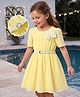Hola Bonita Cotton Woven Dress with Half Sleeves and Belt Yellow 6-7 Years