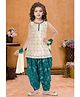 Lagorii Silk Woven Sleeveless Abstract Printed Kurti & Patiala With Dupatta Set - Cream
