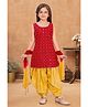 Lagorii Silk Woven Sleeveless Sequins Embellished Kurti & Patiala With Dupatta Set - Red