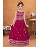 Lagorii Chiffon Woven Sleeveless Sequins & Beads Embellished Floral Thread Work Detailed Lehenga Choli Set - Pink