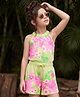 OLLINGTON ST. Sinker Knit Sleeveless Halter Neck Top & Shorts Set With Floral Print - Multicolor