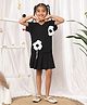 NEUDIS Knit Half Sleeves Floral Applique Detailed Top & Pleated Skirt Set - Black