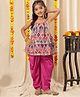 NEUDIS Cotton Blend Woven Sleeveless Abstract Printed Lace Embellished Kurti & Dhoti Set - Multi Colour & Hot Pink