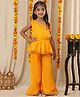 NEUDIS Cotton Blend Woven Sleeveless Leheriya Printed Lace Embellished Kurti & Palazzo Set - Yellow