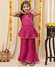 NEUDIS Cotton Blend Woven Sleeveless Leheriya Printed Lace Embellished Kurti & Palazzo Set - Magenta