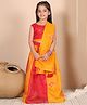 NEUDIS Chiffon Woven Sleeveless Floral Embroidered Lehenga Choli With Dupatta Set - Red & Yellow