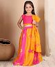 NEUDIS Chiffon Woven Sleeveless Striped Lehenga Choli With Dupatta Set - Yellow