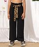 NEUDIS Knit Solid Wide Leg Pants With Leopard Printed Belt - Black