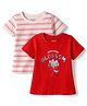 Honeyhap Cotton Knit T-Shirts Half Sleeves Striped & Graphic Pack of 2 Dark Red 2-3 Years