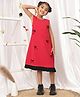 NEUDIS Knit Sleeveless Bow Applique Detailed Colour Blocked Dress - Red & Black