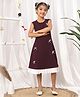 NEUDIS Knit Sleeveless Bow Applique Detailed Colour Blocked Dress - Wine & White