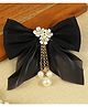 Asthetika Pearl & Stone Embellished Floral & Bow Applique Detailed Alligator Hair Clip - Black