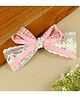 Asthetika Lace & Stone Embellished Floral & Bow Applique Detailed Alligator Hair Clip - Pink
