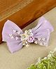 Asthetika Pearl & Stone Embellished Floral & Bow Applique Detailed Alligator Hair Clip - Purple