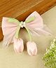 Asthetika Stone Embellished Floral & Bow Applique Detailed Alligator Hair Clip - Pink