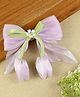 Asthetika Floral Charm Bow Hair Clip - Purple