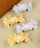 Asthetika Set Of 2 Checked Candy Designed Bow Applique Detailed Alligator Hair Clips - Blue & Yellow