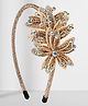 Asthetika Stone Embellished Floral Designed Hair Band - Gold