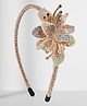 Asthetika Stone Embellished Floral Applique Detailed Hair Band - Gold