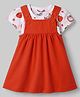 Doodle Poodle Cotton Knit Frock with Inner Tee Print White 0-3 Months