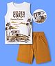 OLLINGTON ST. Set Of Cotton Knit Sleeveless T-Shirt With Print  & Shorts - Multicolour