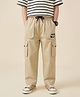 Nautinati Cotton Woven Game Over Patch Detailed Cargo Style Pants - Beige