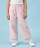 Nautinati Cotton Woven Bow Embroidered & Lace Embellished Pants - Pink