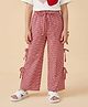 Nautinati Woven Checked & Side Bow Embellished Pants - Red