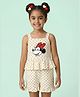 Nautinati Terry Knit Mickey & Friends Featuring Sleeveless Minnie Mouse & Polka Dots Printed Jumpsuit - Off White