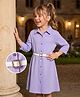 Hola Bonita Knit Full Sleeves Solid Shirt Dress With Belt - Purple
