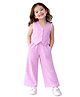 Kidbea Cotton Woven Sleeveless Ribbed Vest & Pant Set - Pink