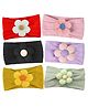 Babymoon Set of 6 Floral Applique Detailed Headbands - Multi Colour