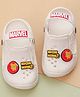 Yellow Bee Marvel Featuring Iron Man Applique Detailed Perforated Slingback Clogs - White