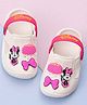 Yellow Bee Disney Mickey Mouse & Friends Featuring Minnie Mouse & Bow Applique Detailed Perforated Slingback Clogs - White