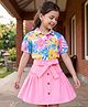 OLLINGTON ST. Viscose Woven Half Sleeves Top & Skirts With Floral Print - Multicolor