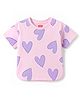Babyhug Cotton Knit Half Sleeves Hearts Printed T-Shirt - Multicolor