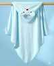 Purple Tots Fleece Hooded Towel With Bear Embroidery L 80 x B 80 cm - Blue