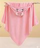 Purple Tots Fleece Hooded Towel With Kitty Embroidery L 81 x B 78 cm - Pink